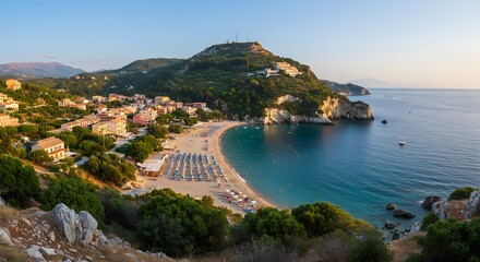 Obraz premium Scenic Coastal View of Beach and Turquoise Sea Landscape