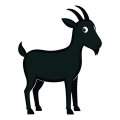 Cartoon Illustration of a Black Goat