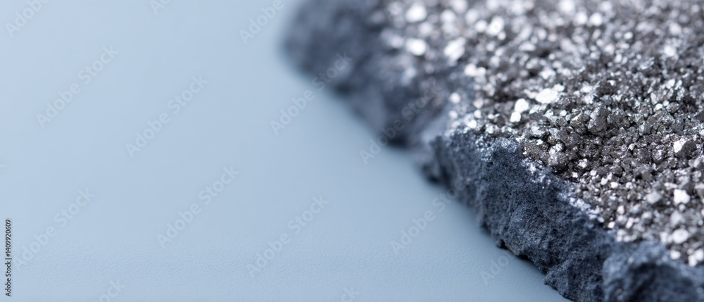 Poster close up of shimmering metallic mineral texture with rough surface