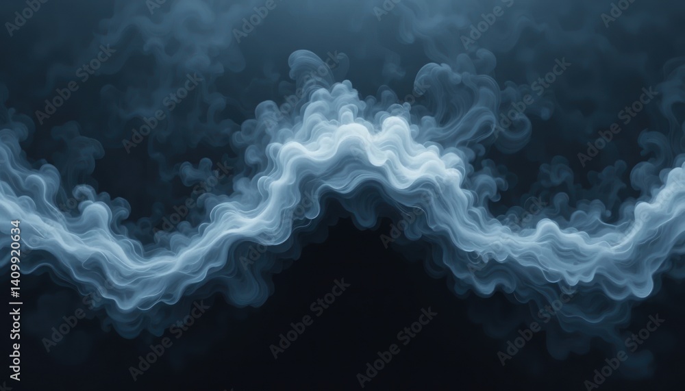 Poster dynamic swirling smoke patterns abstract digital art ethereal atmosphere dark background close-up pe