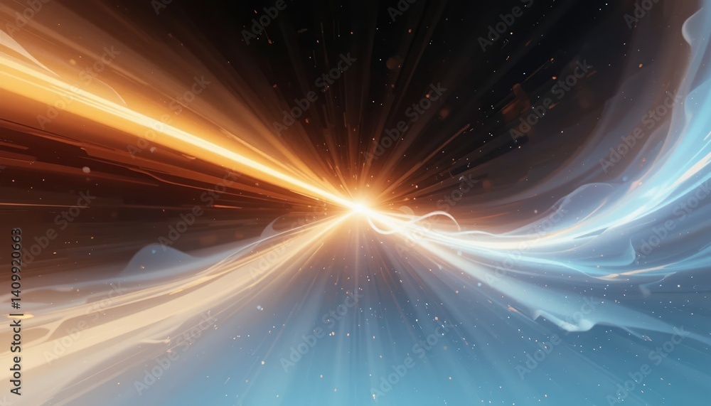 Poster dynamic cosmic action light and energy burst outer space digital art abstract environment wide-angle
