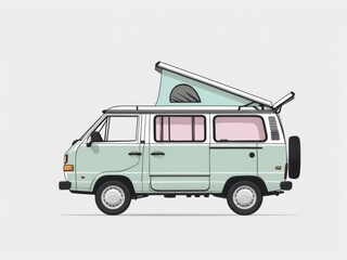Stylized Camper Van Side View