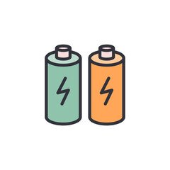 Power battery colored icons, minimalist vector illustration ,simple transparent graphic element .Isolated on white background