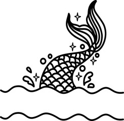 Mermaid tail split monogram frame illustration