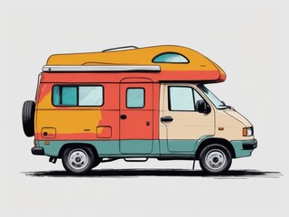 Stylized Camper Van Side View