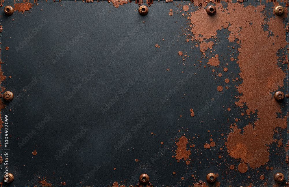Aufkleber rough rusty metal surface against a dark grunge background with plenty of room for design elements a