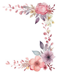 Naklejka premium PNG Funeral border watercolor pattern flower wreath.