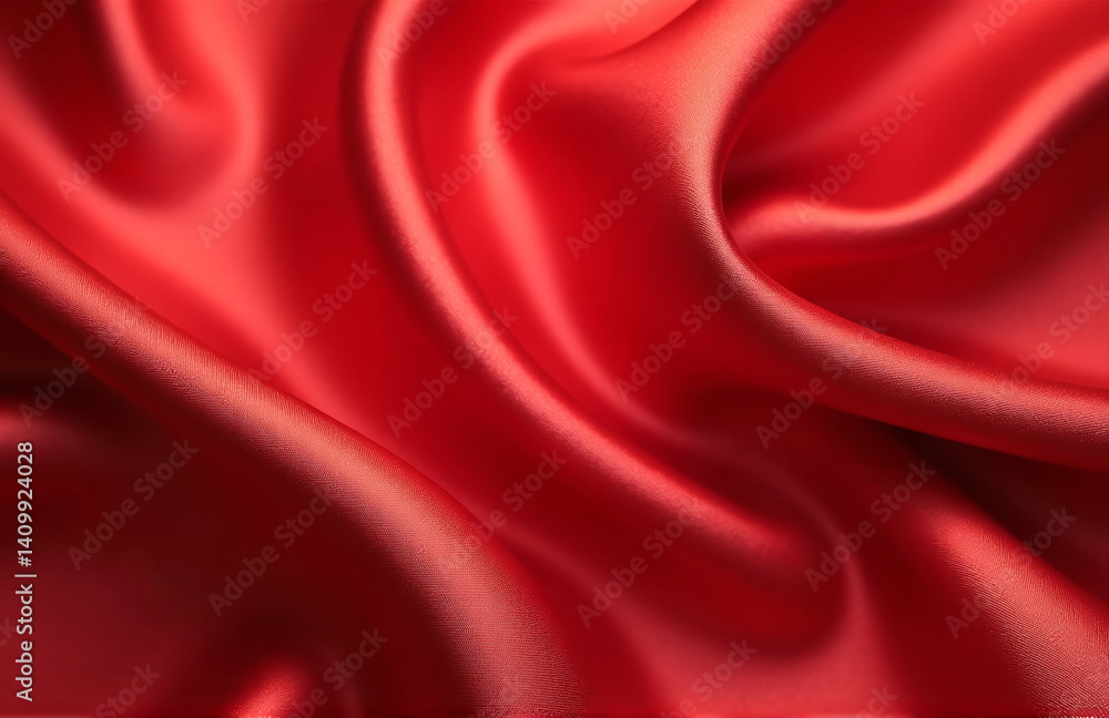 Poster shiny red satin background features wavy soft pleats creating a beautiful canvas for your product an