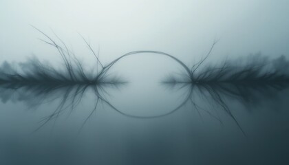 Fototapeta premium Ethereal reflection of nature's balance serene lake abstract art minimalist environment tranquil viewpoint concept of harmony