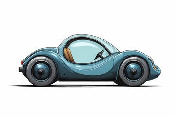 Futuristic Blue Cartoon Car Illustration: Modern, Sleek & Creative Electric Vehicle Design - Vector Artwork for Stylish Urban Mobility