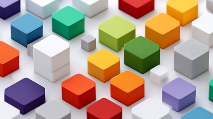 Fototapeta premium Colorful Cubes Pattern Abstract Geometric Design 3D Rendered Blocks