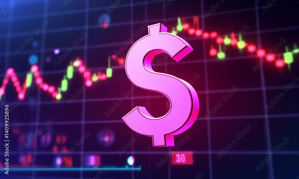 Poster animation of a graph chart icon with a dollar sign showing financial growth made with generative ai 