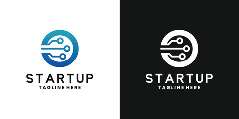 Innovative tech startup logo with letter O