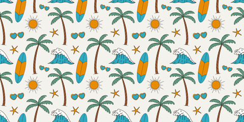 Beach summer surf print seamless pattern
