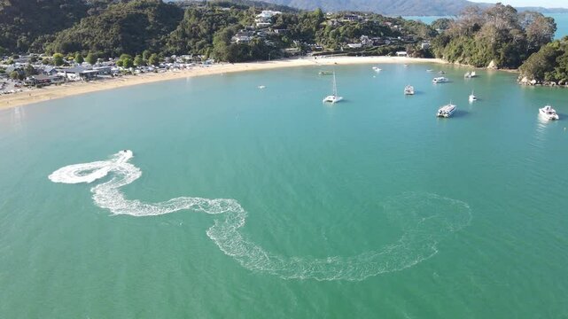 Drone view at Kaiteriteri near Abel Tasman National Park on New Zealand