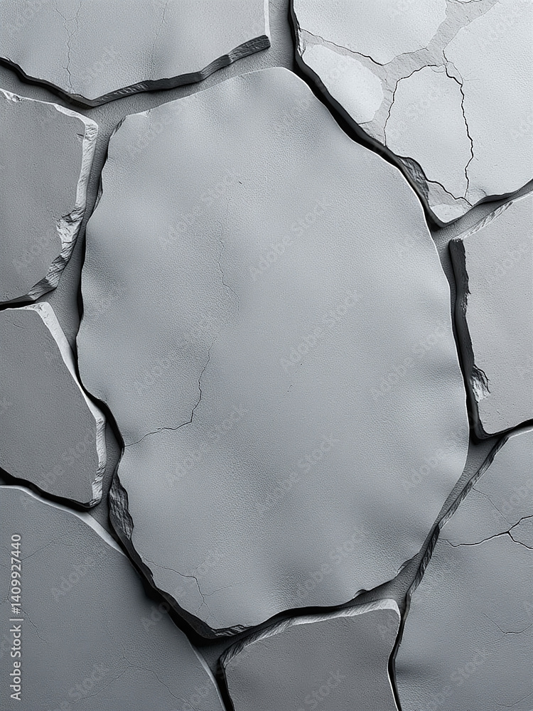 Aufkleber Texture Of Gray Rock With Cracks Forms A Stone Wall Background For Text And Design On A Wide Banner.