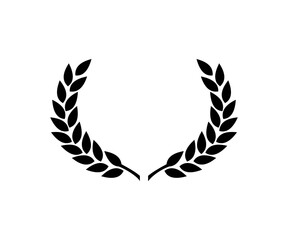 Black laurel wreath icon. Icon laurel wreath illustration on transparent background. 