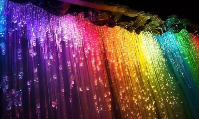 Colorful cascading lights, vibrant rainbow effect - Powered by Adobe