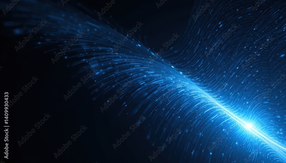 Poster dynamic blue wave action abstract digital art visual content futuristic environment low-angled viewp