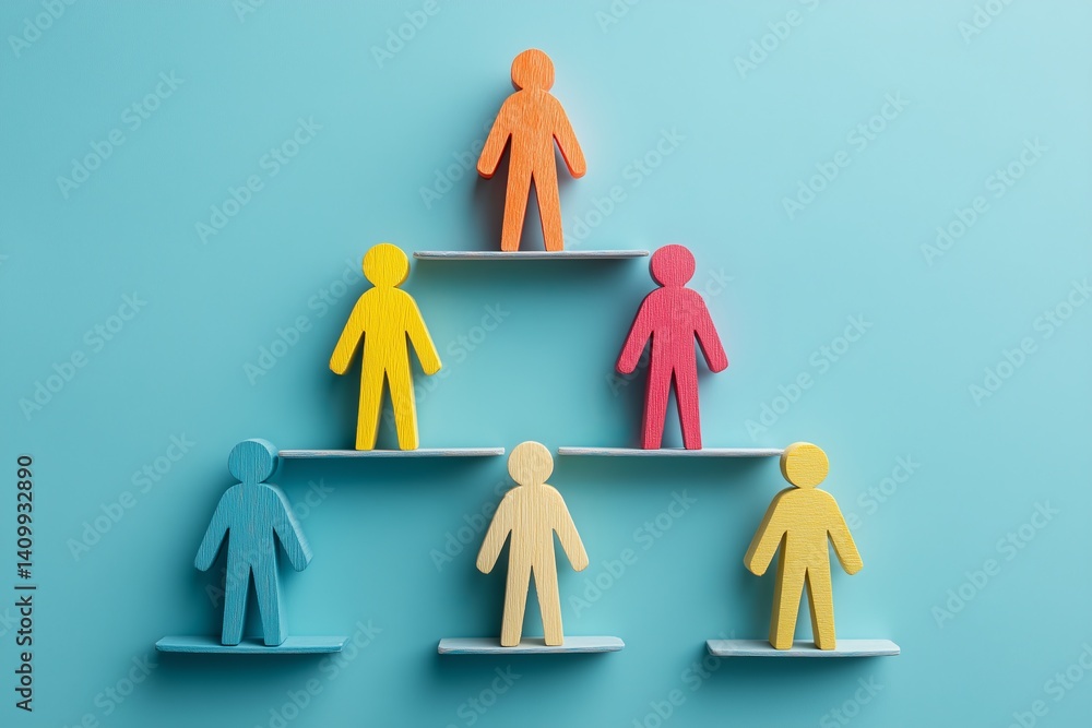 Poster organizational structure concept. teamwork organization and business workflow process management for