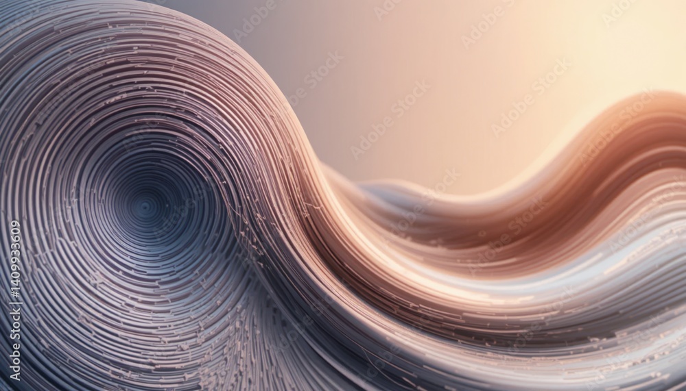 Poster dynamic abstract wave patterns digital art sculptural design modern aesthetic soft lighting conceptu