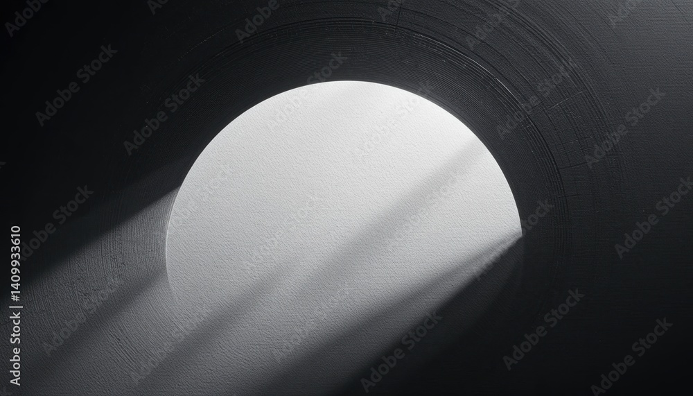 Poster illuminating shadows in a circular tunnel modern architecture abstract photography minimalist enviro