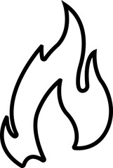 Fire icon in line style. Fire flame symbol isolated on transparent background
