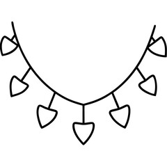 Elegant Heart Garland Line Drawing