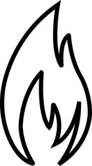 Fire icon in line style. Fire flame symbol isolated on transparent background