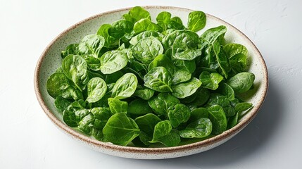 Obraz premium Fresh spinach leaves in a plate