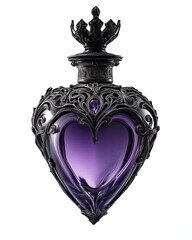 Ornate Purple Heart Perfume Bottle: Gothic Elegance