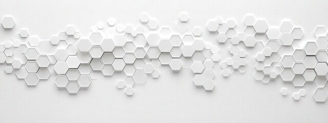 Array of Interconnected White Hexagons on Textured Background, Monochrome Minimal Design