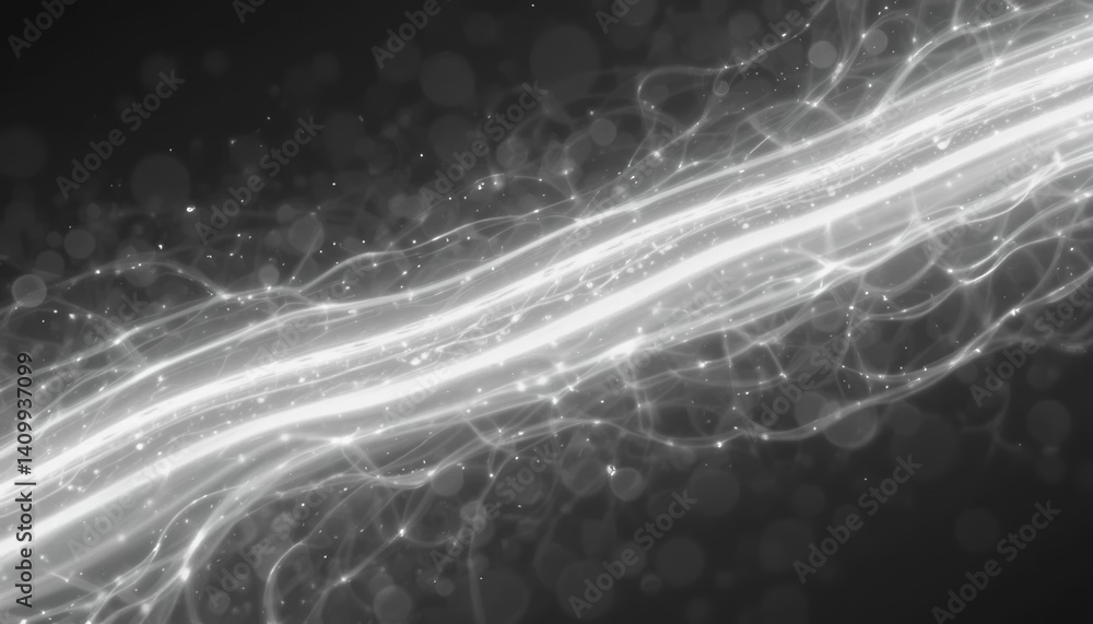 Poster dynamic light stream event abstract visuals digital art dark background close-up view motion concept