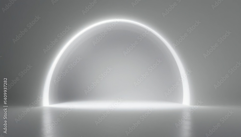 Poster illuminated arch action in minimalist space abstract concept art soft lighting serene environment cr