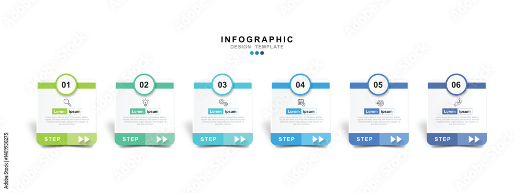 Poster infographic 6 options design elements for your business data. vector illustration