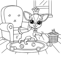 dog illustration. Drawing. Coloring book. Black and white