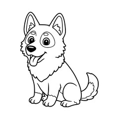 dog illustration. Drawing. Coloring book. Black and white