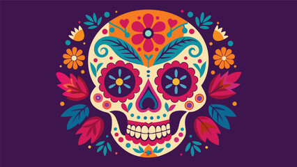 Delicate sugar skulls meticulously decorated with vibrant hues and intricate designs are displayed throughout the festival as symbols of the cycle of life and death.. Vector illustration