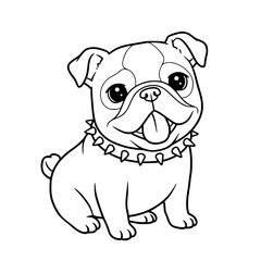 dog illustration. Drawing. Coloring book. Black and white