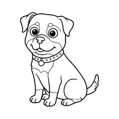 dog illustration. Drawing. Coloring book. Black and white