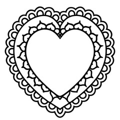 Elegant Heart Lace Line Art Design