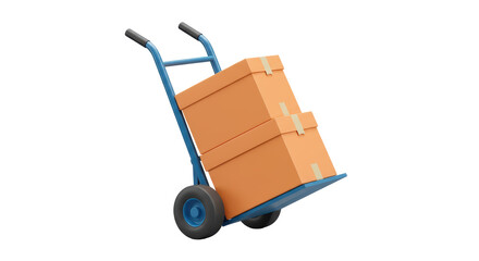 Isolated Hand Truck with Boxes