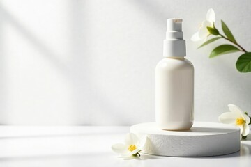 Bright white backdrop with subtle texture, ideal for beauty product placement , space, studio