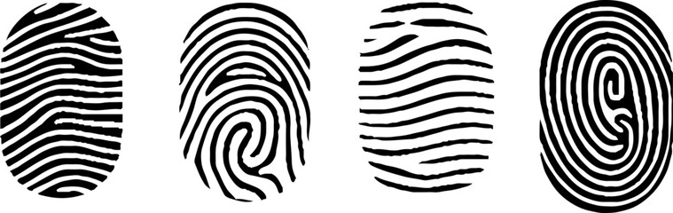 Obraz premium Finger print vector icons set illustration isolated on white background. Finger prints set icon vector. Stylized design.