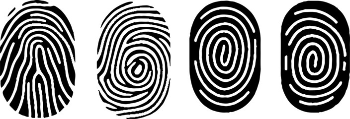 Finger print vector icons set illustration isolated on white background. Finger prints set icon vector. Stylized design.
