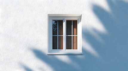 Obraz premium white window on a wall, white wall of a house with an open window from the inside