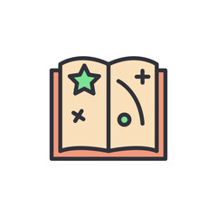 Magic book colored icons, minimalist vector illustration ,simple transparent graphic element .Isolated on white background