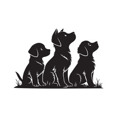 cute puppy silhouette logo vector line art logo design
