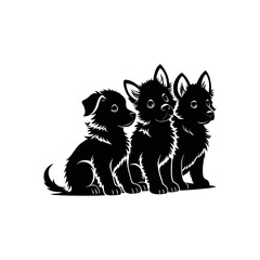 cute puppy silhouette logo vector line art logo design