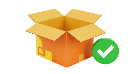 Isolated Opened Box with Check Mark